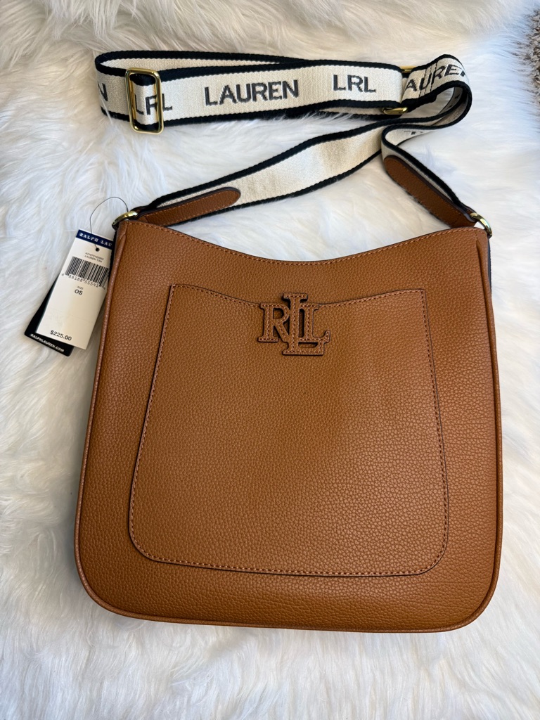 Nwt Lauren Ralph Lauren Pebble Leather Crossbody Bag Brown Tan